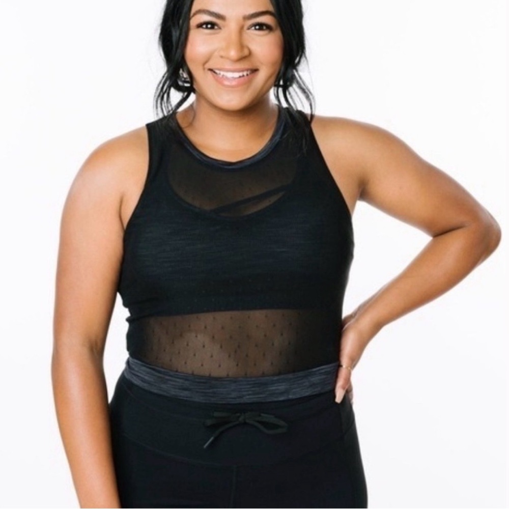 ZYIA Black Mesh Sports Bra & Tank Set - Picture 2 of 6